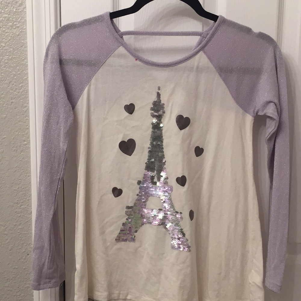 Long Sleeve Eiffel Tower Sequin Top